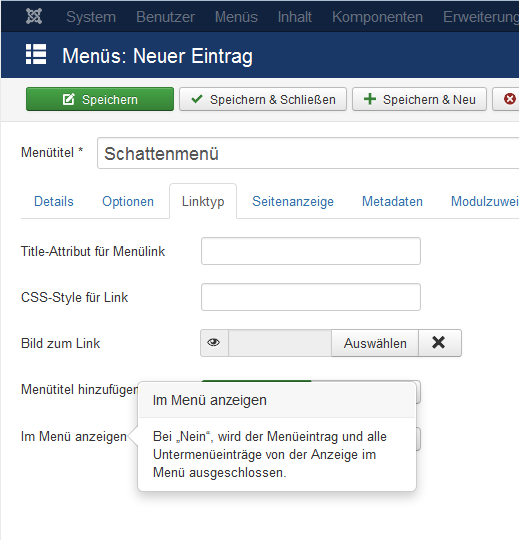 Menüpunkt verstecken